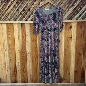 Peruvian Connection Maxi Dress Pima Cotton Blend Floral Bohemian Festival Summer